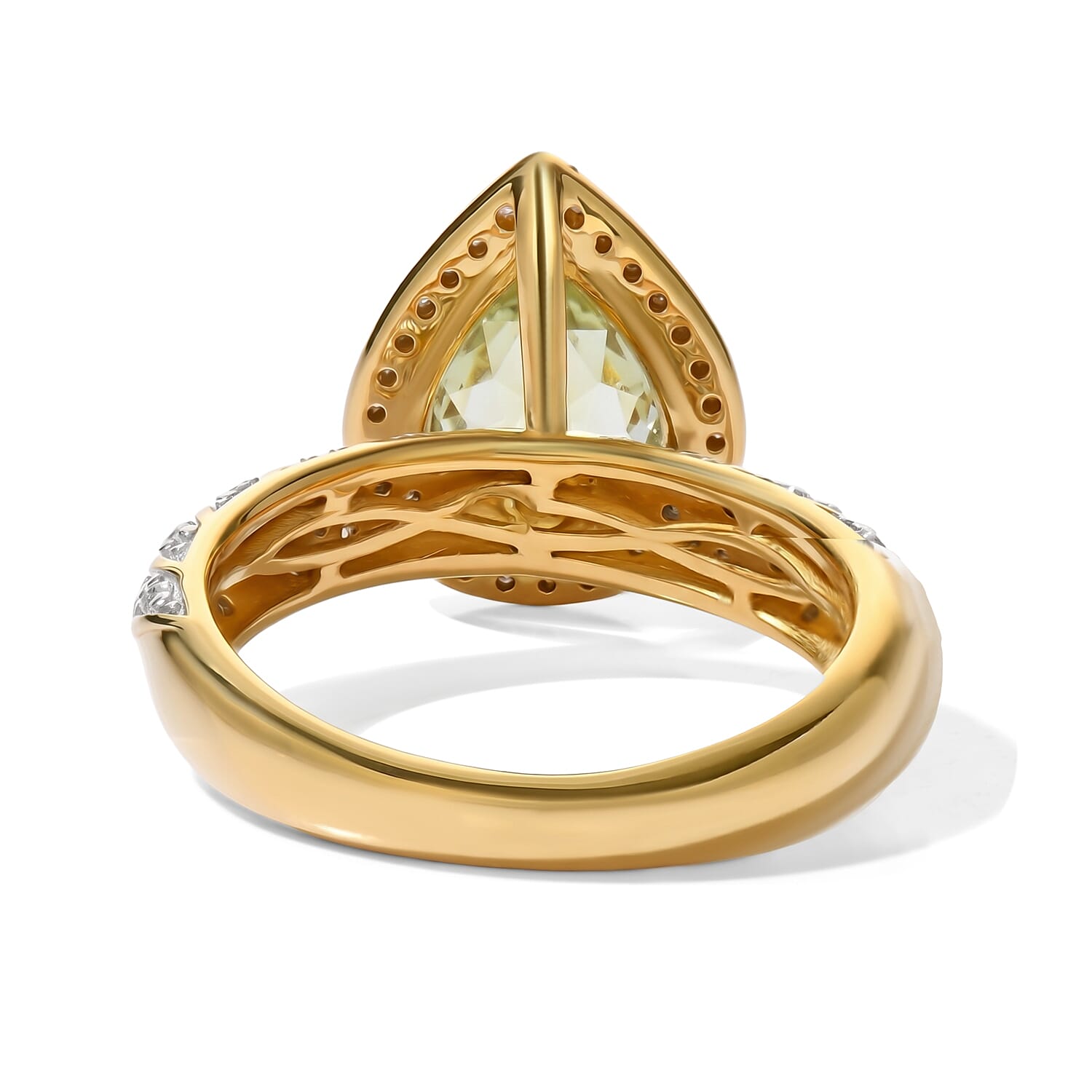 D'Joy Hebei Peridot and Moissanite 2.80 ctw Ring in 18K Vermeil Yellow Gold Over Sterling Silver (Size 6.0)