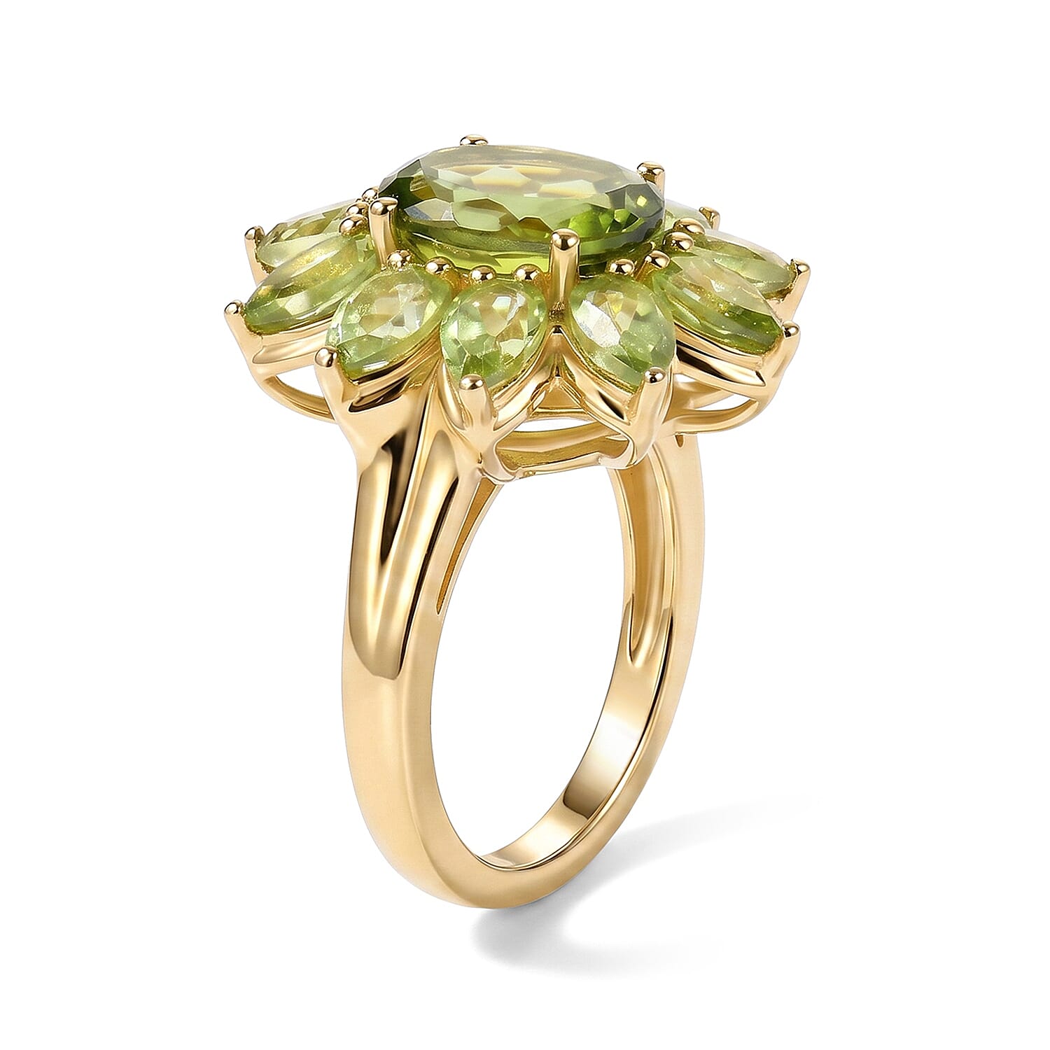 D'Joy Hebei Peridot 4.30 ctw Ring in 18K Vermeil Yellow Gold Over Sterling Silver (Size 6.0)