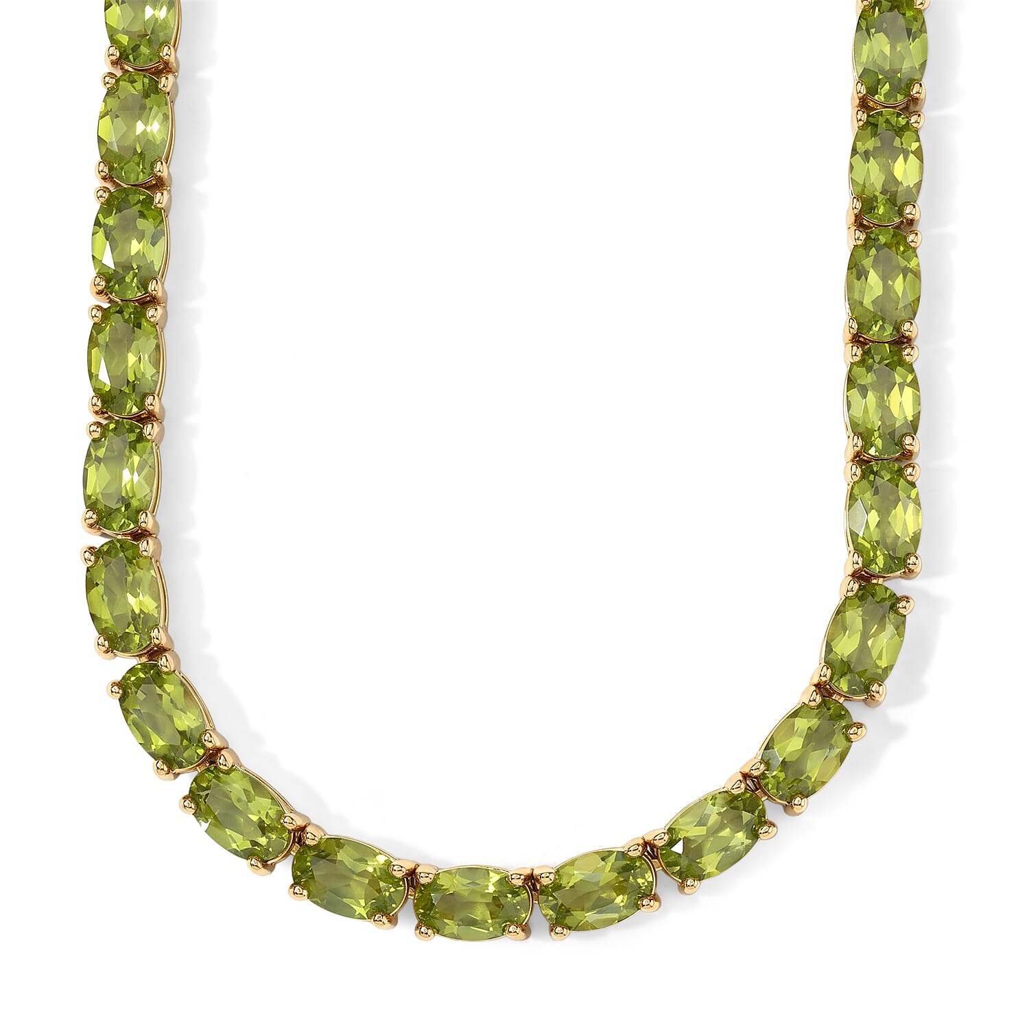 D'Joy Hebei Peridot 34.25 ctw Necklace in 18K Vermeil Yellow Gold Over Sterling Silver (18 Inches)