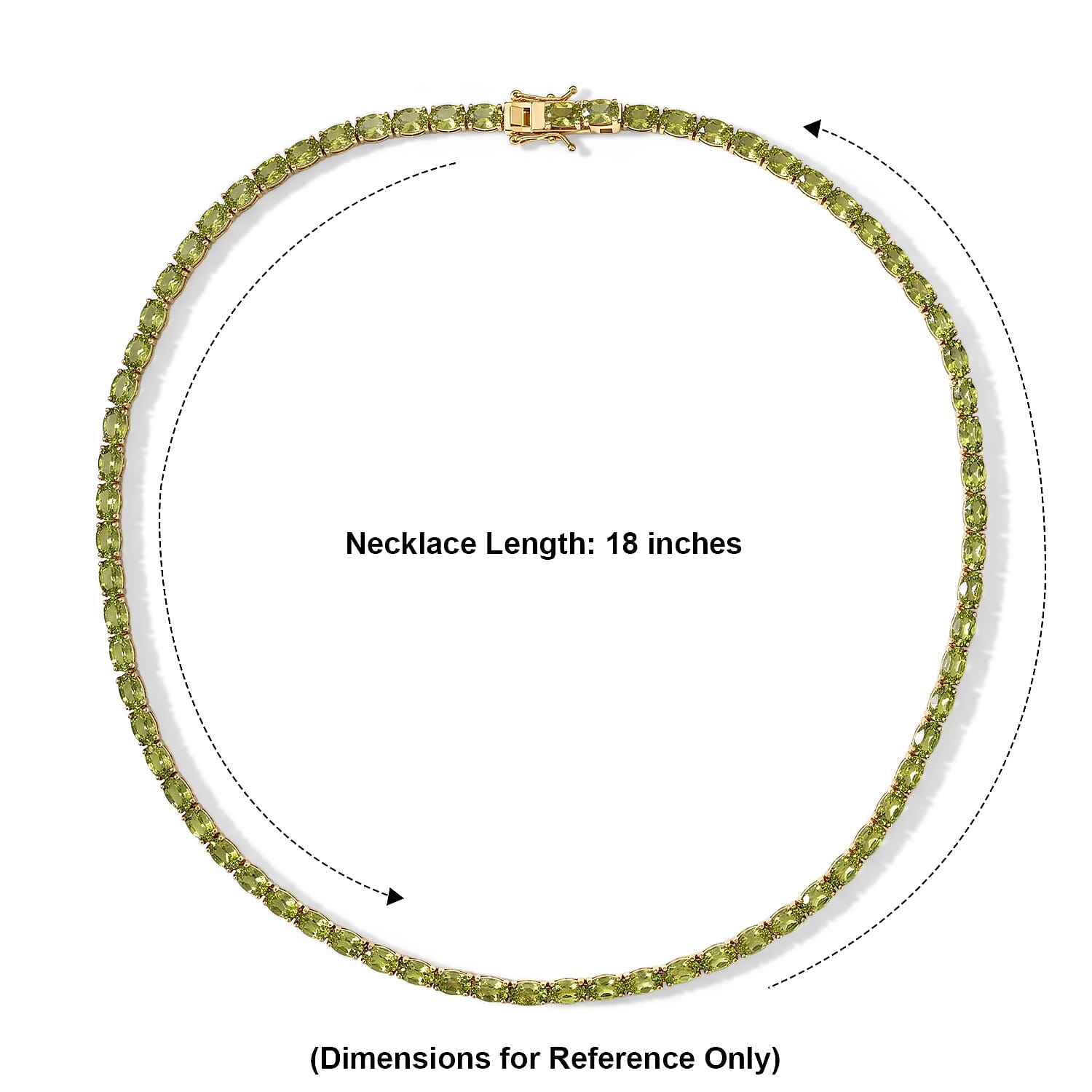 D'Joy Hebei Peridot 34.25 ctw Necklace in 18K Vermeil Yellow Gold Over Sterling Silver (18 Inches)