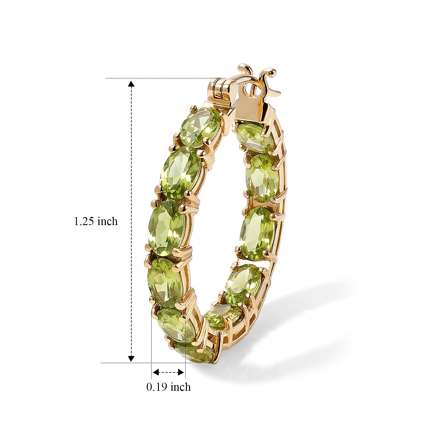 D'Joy Hebei Peridot 9.70 ctw Hoop Earrings in 18K Vermeil Yellow Gold Over Sterling Silver