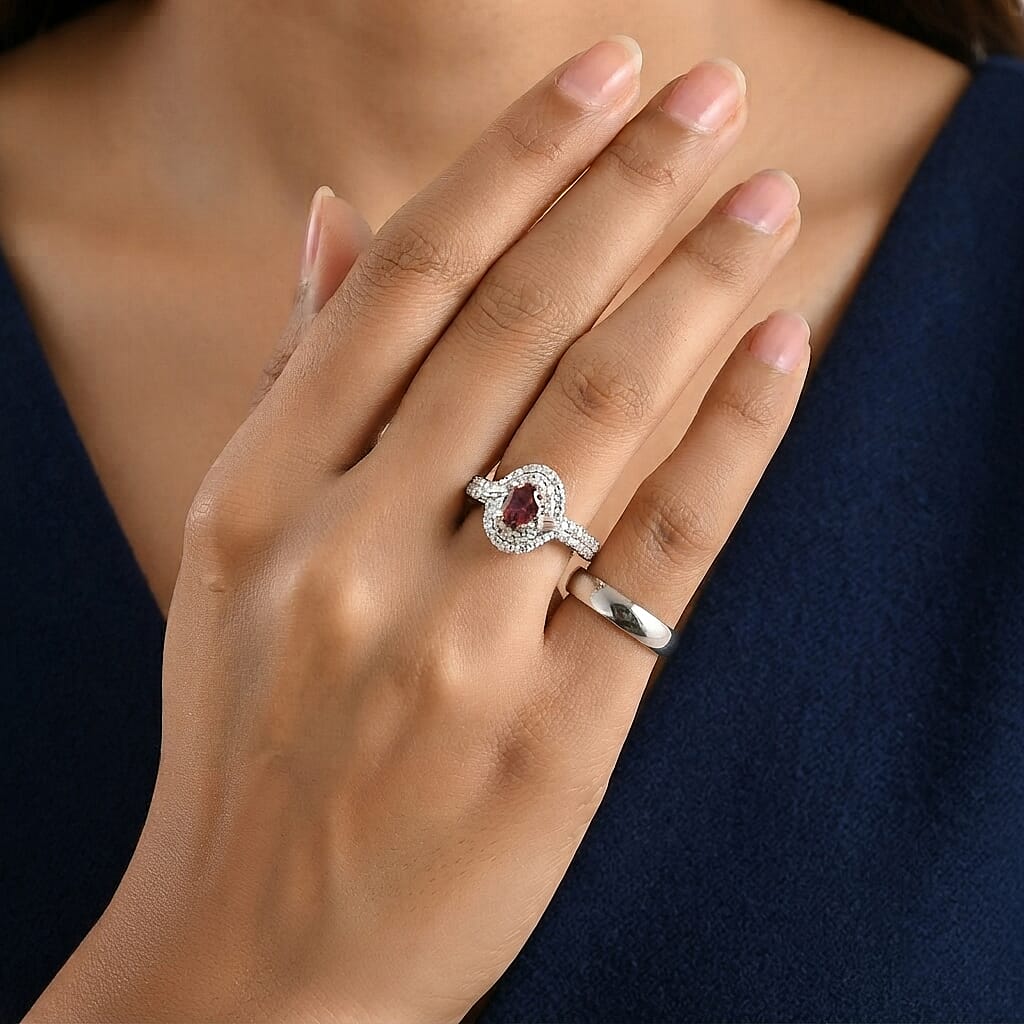 Certified & Appraised D'Joy Premium Pink Tourmaline and Moissanite 1.60 ctw Ring in 18K Vermeil Rose Gold Over Sterling Silver (Size 6.0)