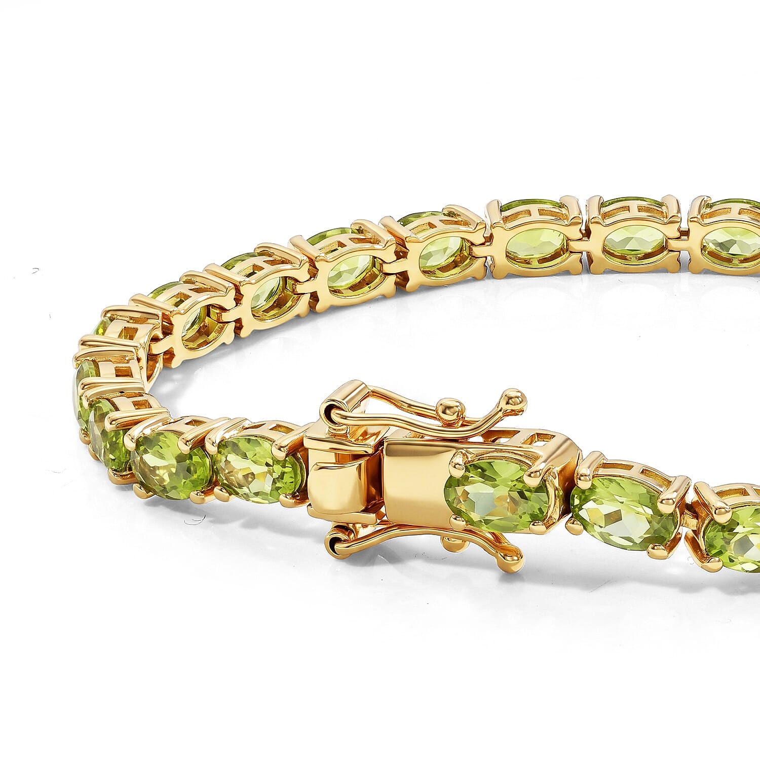 D'Joy Premium Hebei Peridot 12.70 ctw Bracelet in 18K Vermeil Yellow Gold Over Sterling Silver (6.50 In)