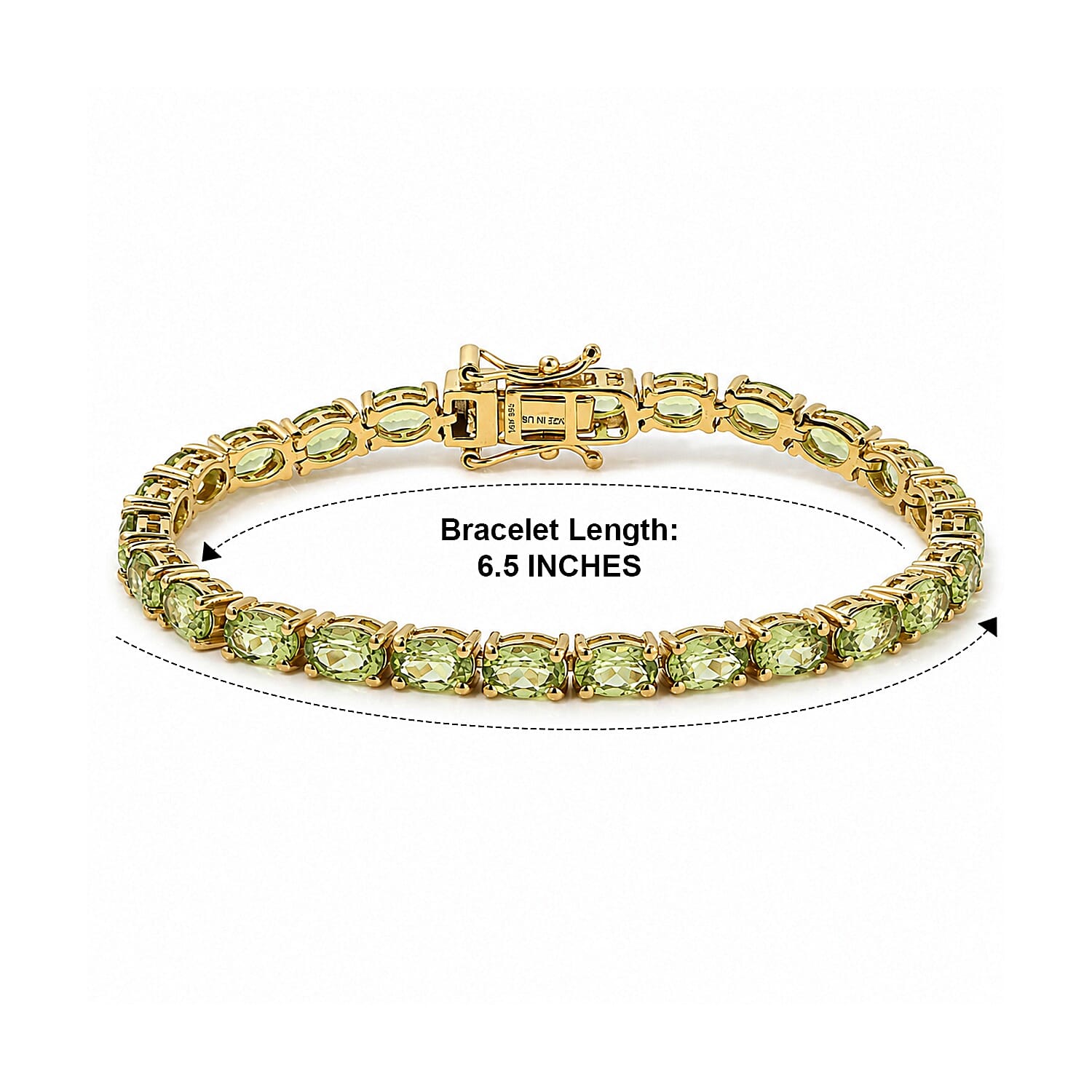 D'Joy Premium Hebei Peridot 12.70 ctw Bracelet in 18K Vermeil Yellow Gold Over Sterling Silver (6.50 In)