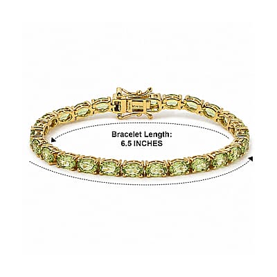 D'Joy Premium Hebei Peridot 12.70 ctw Bracelet in 18K Vermeil Yellow Gold Over Sterling Silver (6.50 In)