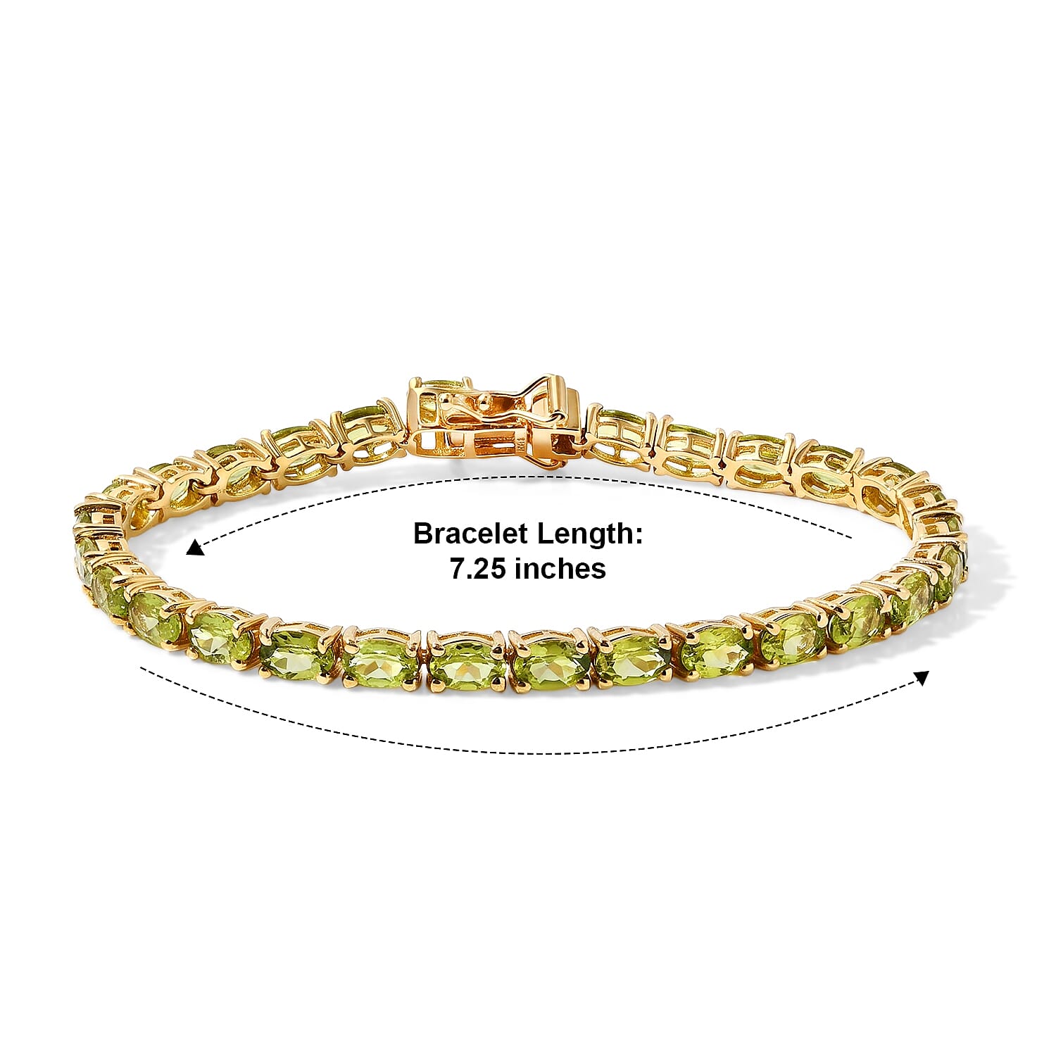 D'Joy Hebei Peridot 12.70 ctw Bracelet in 18K Vermeil Yellow Gold Over Sterling Silver (7.25 In)