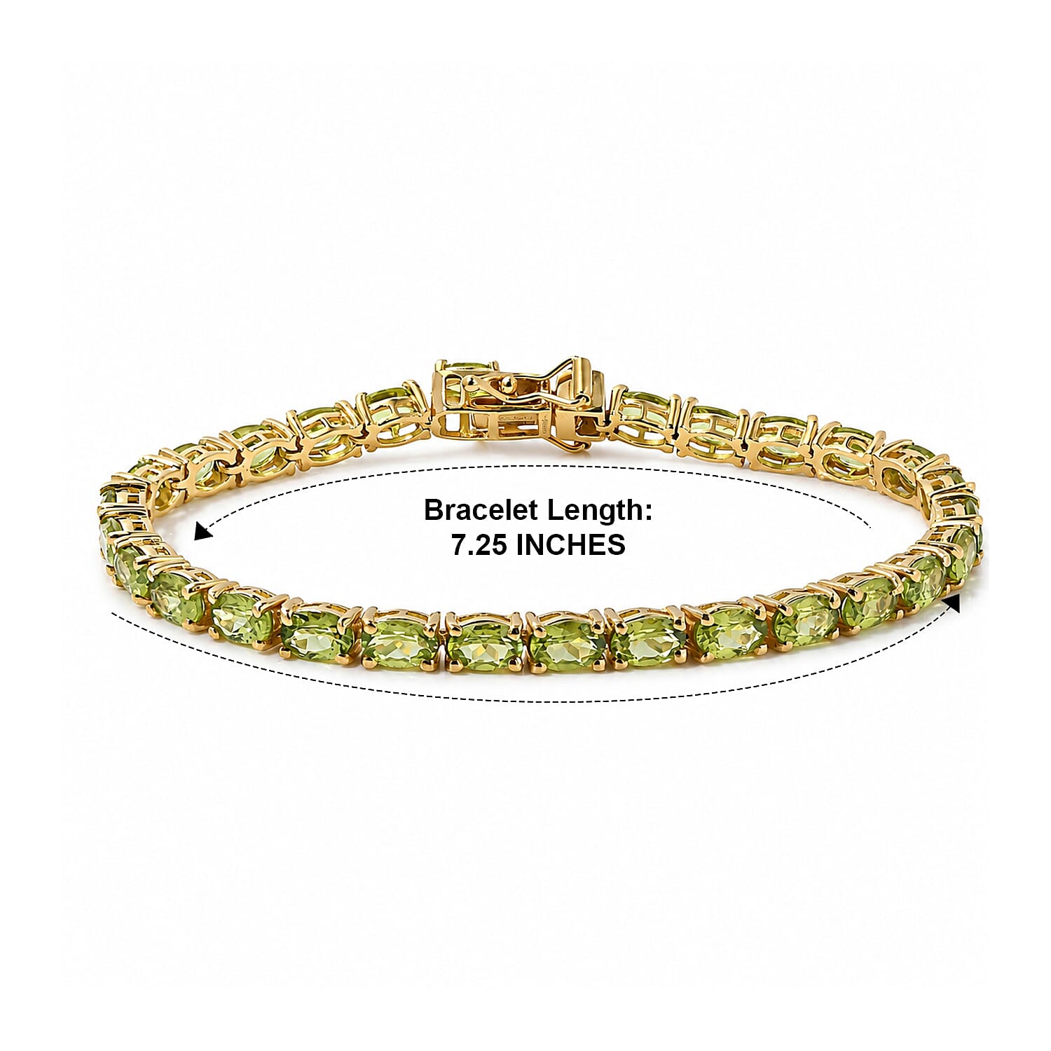 D'Joy Hebei Peridot 12.70 ctw Bracelet in 18K Vermeil Yellow Gold Over Sterling Silver (7.25 In)
