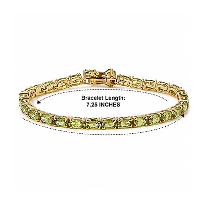 D'Joy Hebei Peridot 12.70 ctw Bracelet in 18K Vermeil Yellow Gold Over Sterling Silver (7.25 In)