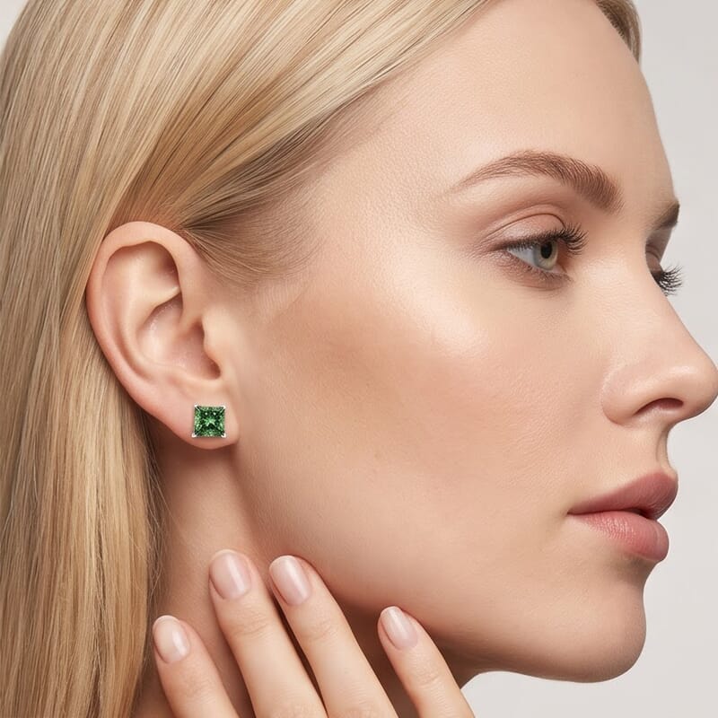 Luxuriant Lab Grown Green Diamond (IR) VS 2.00 ctw Earrings in 10K White Gold