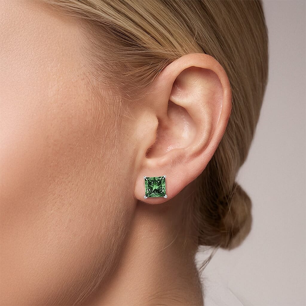 Luxuriant Lab Grown Green Diamond (IR) VS 2.00 ctw Earrings in 10K White Gold