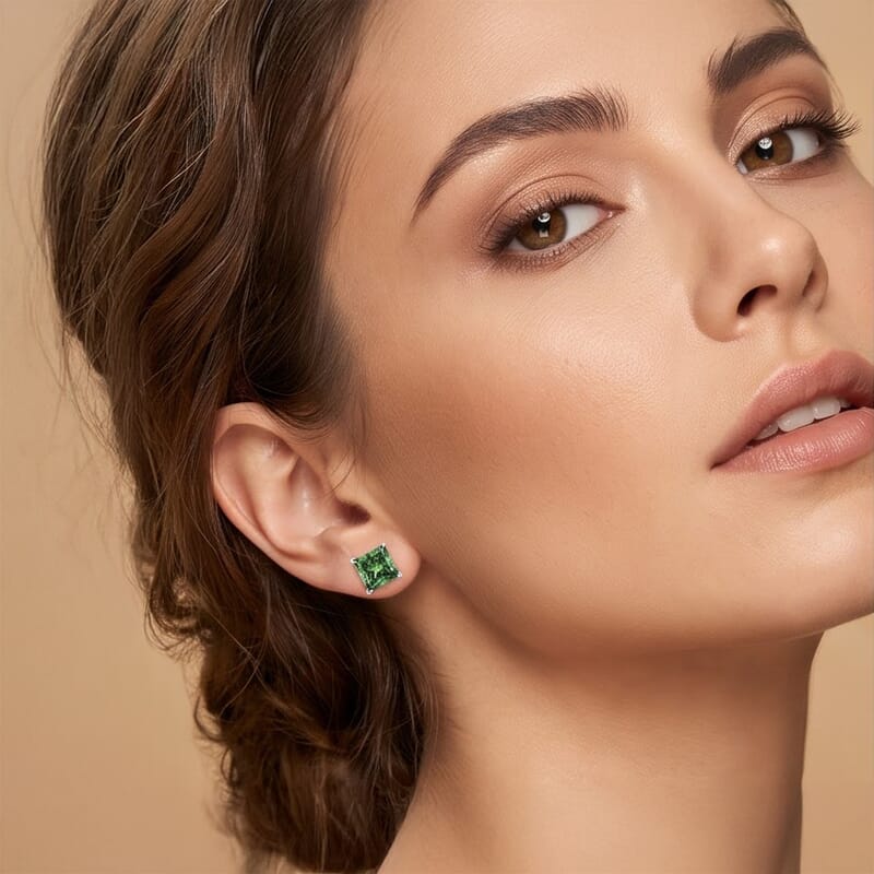 Luxuriant Lab Grown Green Diamond (IR) VS 2.00 ctw Earrings in 10K White Gold