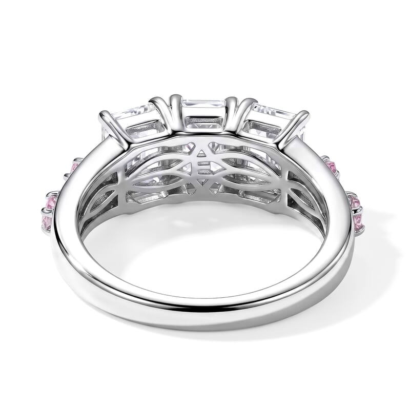EverTrue Simulated White and Pink Diamond Ring in Platinum Bond (Size 5.0)