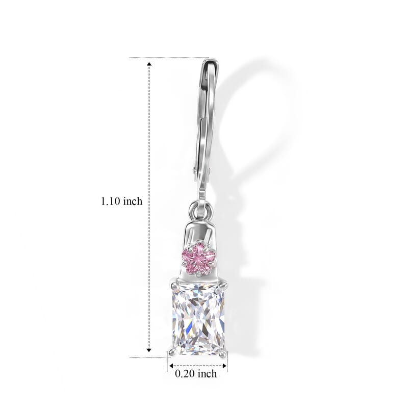 EverTrue Simulated White and Pink Diamond Lever Back Earrings in Platinum Bond