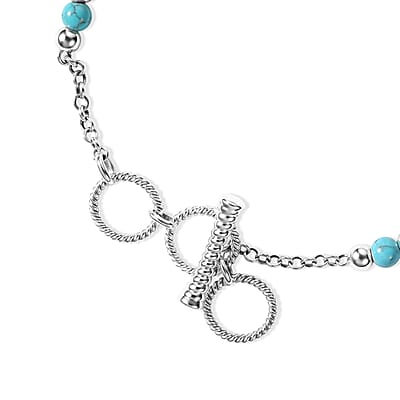 D'Joy Passport to Turkey Artisan Crafted Sleeping Beauty Turquoise and Blue Turquoise 9.90 ctw Bracelet in Sterling Silver (7.25-8.25In)