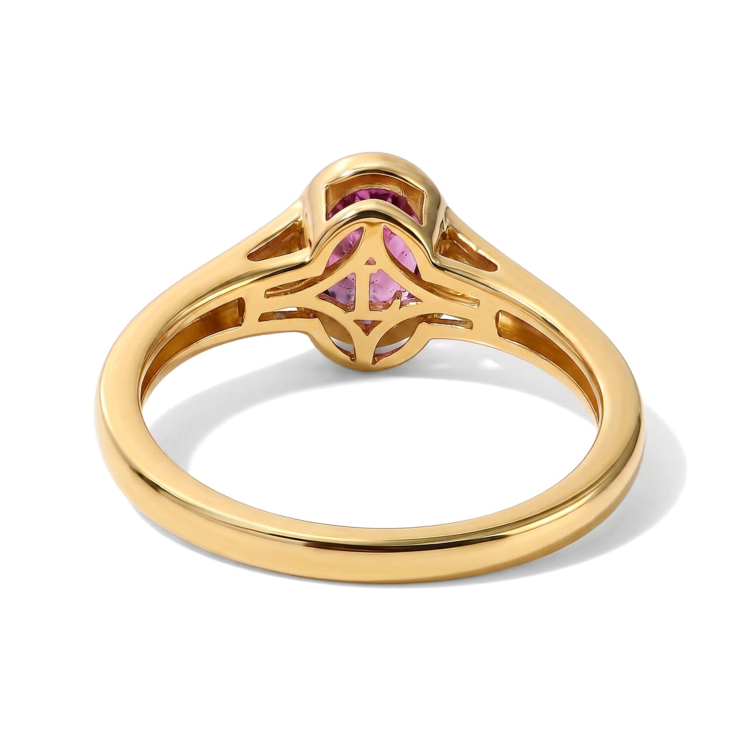 AAA Red Zircon and Luxuriant Lab Grown Blue Diamond IR SI 1.00 ctw Ring in 18K Vermeil Yellow Gold Over Sterling Silver (Size 5.0)