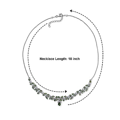 D'Joy Premium Natural Green Apatite and Moissanite 7.70 ctw Forest Whisper Necklace in Rhodium Over Sterling Silver