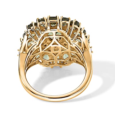 D'Joy Premium Natural Green Apatite and Moissanite 4.85 ctw Verdant Ring in 18K Vermeil Yellow Gold Over Sterling Silver (Size 6.0)