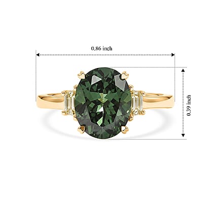 Premium Natural Green Apatite and Luxuriant Lab Grown Yellow Diamond E-F VS 3.30 ctw Ring in 10K Yellow Gold (Size  5.0)