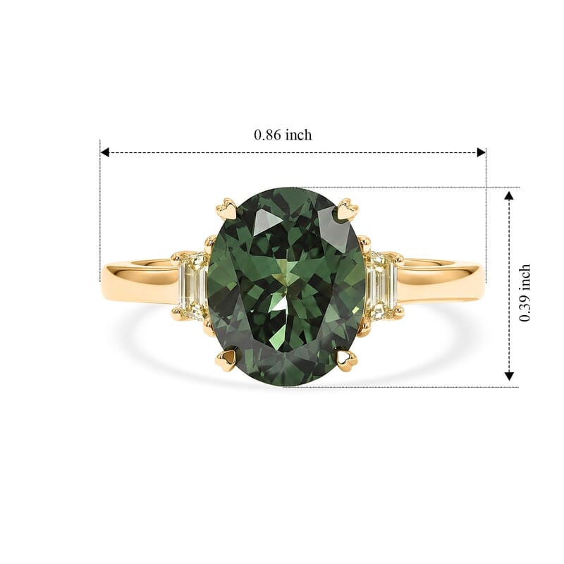 Premium Natural Green Apatite and Luxuriant Lab Grown Yellow Diamond E-F VS 3.30 ctw Ring in 10K Yellow Gold (Size  5.0)