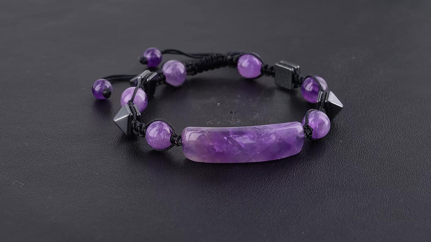 African Amethyst and Hematite 70.00 ctw Beaded Bracelet