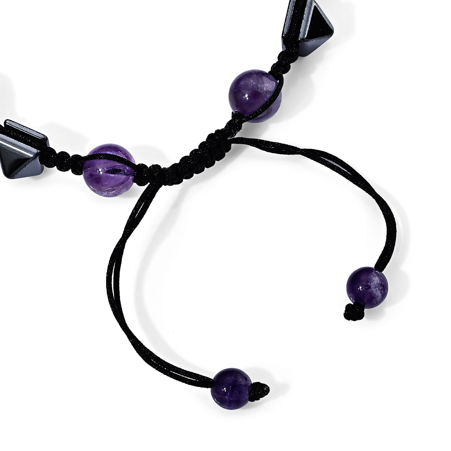 African Amethyst and Hematite 70.00 ctw Beaded Bracelet