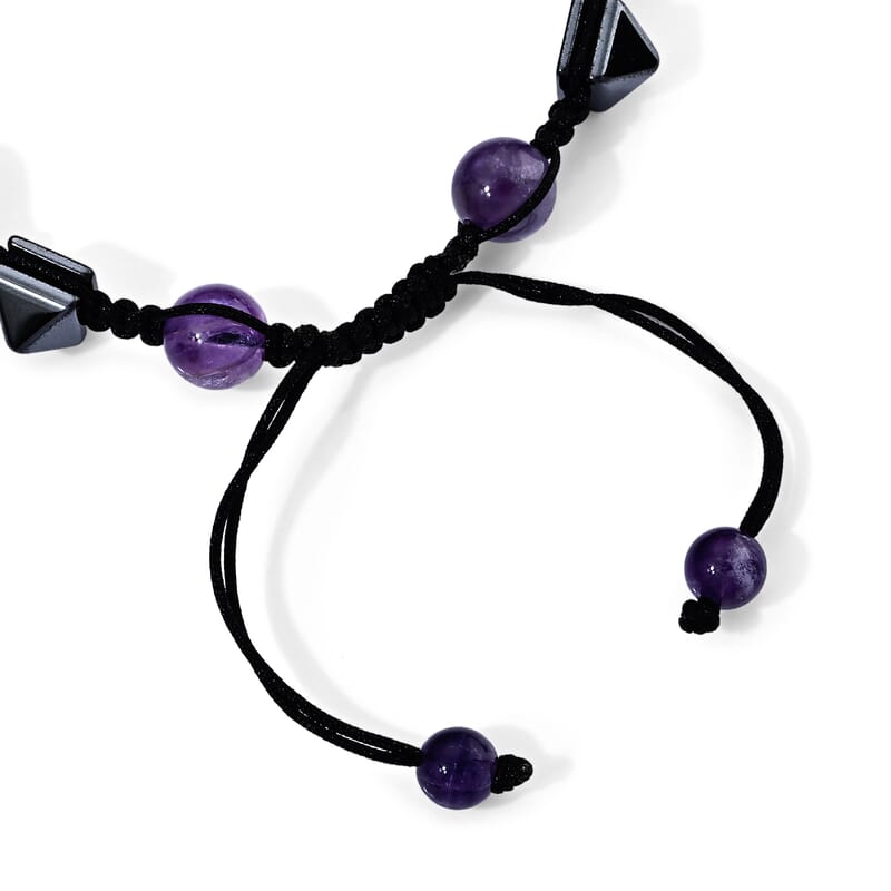 African Amethyst and Hematite 70.00 ctw Beaded Bracelet