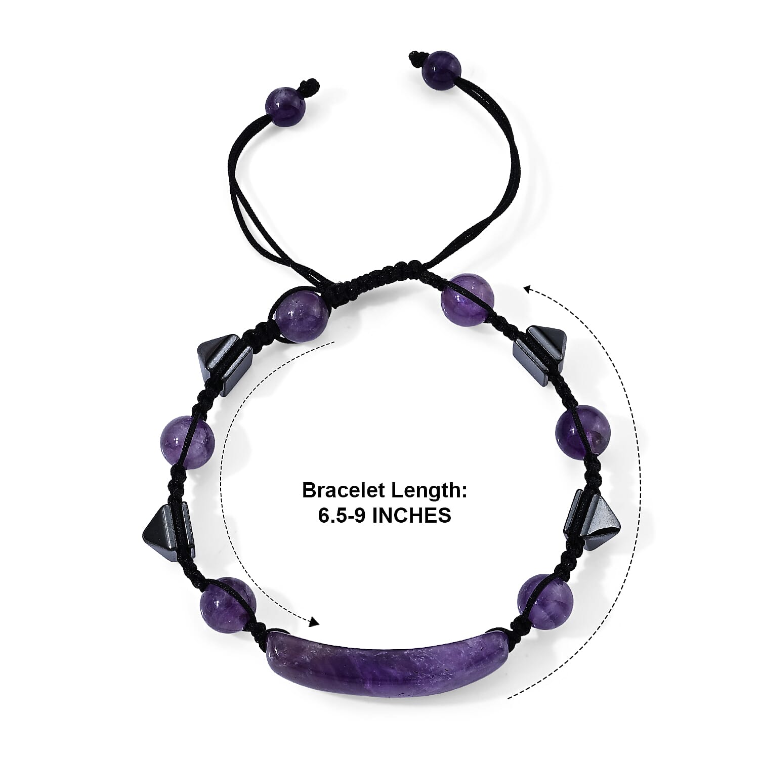 African Amethyst and Hematite 70.00 ctw Beaded Bracelet