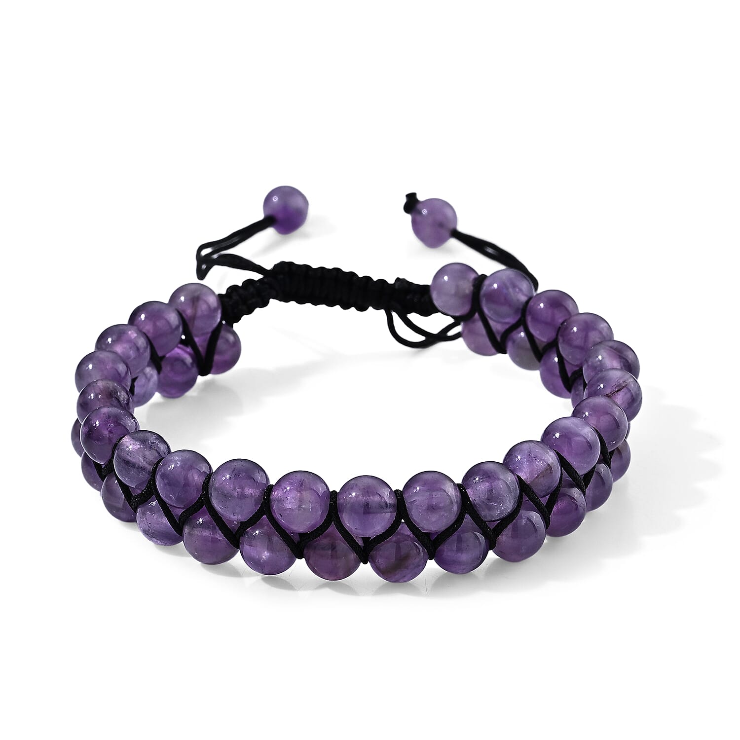 African Amethyst 100.00 ctw Beaded Stretch Bracelet (6.5-9.0In)