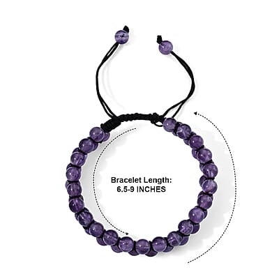 African Amethyst 100.00 ctw Beaded Stretch Bracelet (6.5-9.0In)
