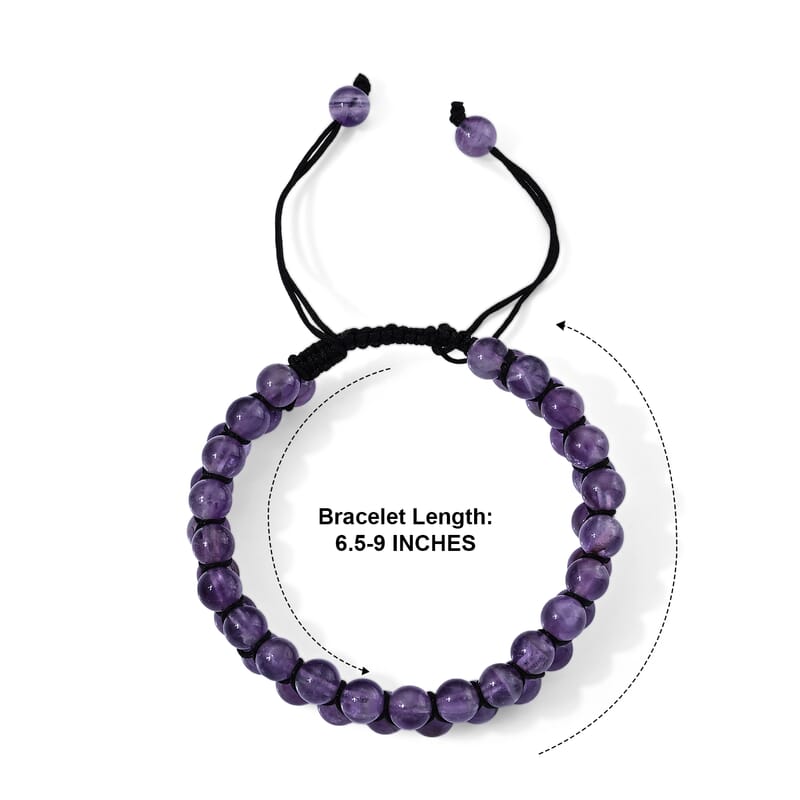 African Amethyst 100.00 ctw Beaded Stretch Bracelet (6.5-9.0In)
