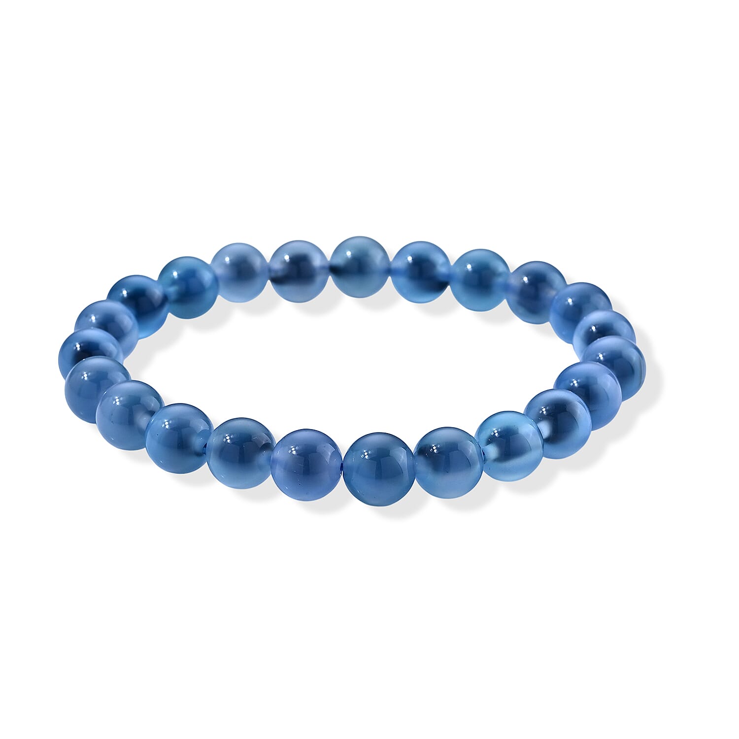 Blue Chalcedony 80.00 ctw Beaded Stretch Bracelet (6.25-6.75In)