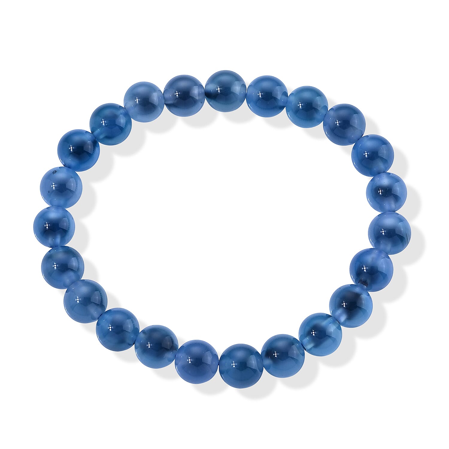 Blue Chalcedony 80.00 ctw Beaded Stretch Bracelet (6.25-6.75In)