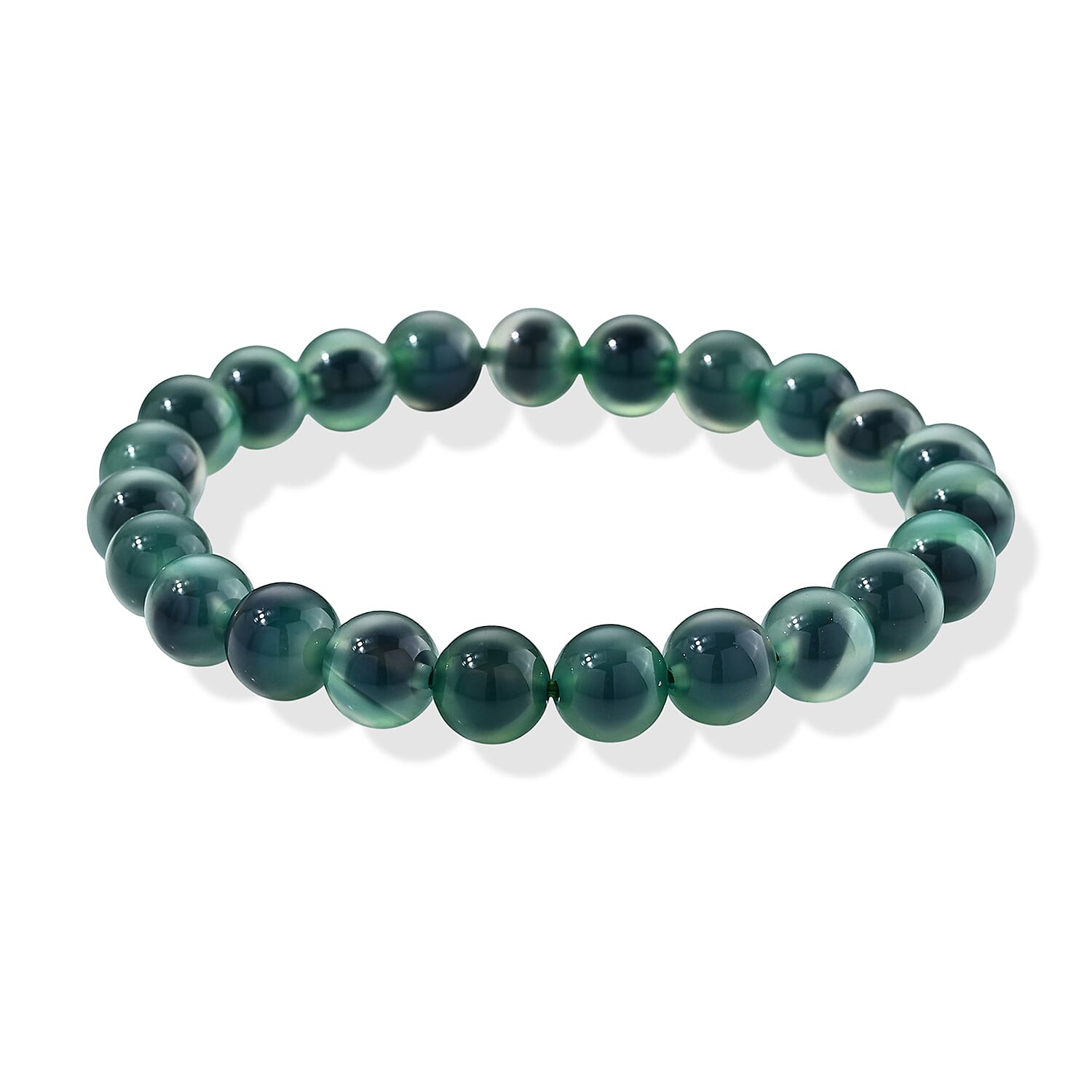 Green Chalcedony 80.00 ctw Beaded Stretch Bracelet (6.25-6.75In)
