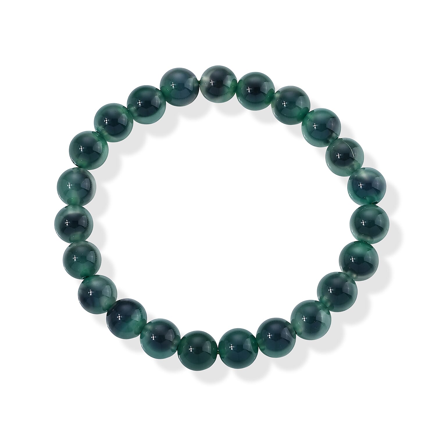 Green Chalcedony 80.00 ctw Beaded Stretch Bracelet (6.25-6.75In)
