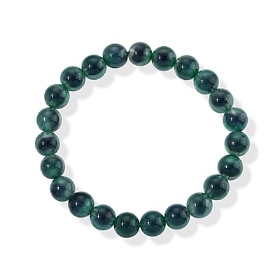 Green Chalcedony 80.00 ctw Beaded Stretch Bracelet (6.25-6.75In)