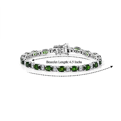 D'Joy Chrome Diopside and Moissanite 10.10 ctw Bracelet in Rhodium Over Sterling Silver (6.50 In)