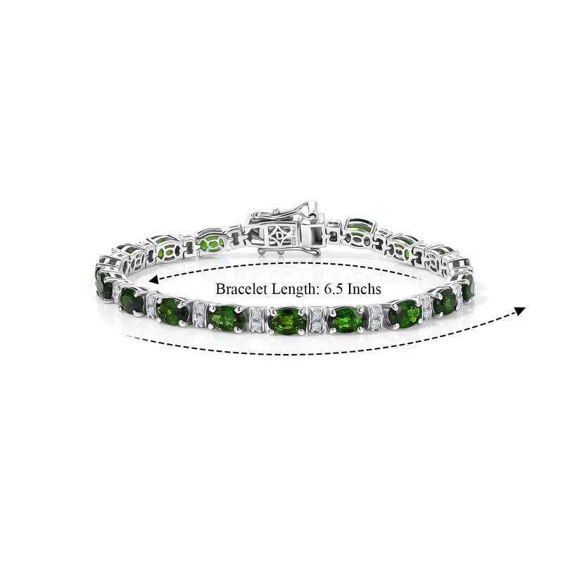 D'Joy Chrome Diopside and Moissanite 10.10 ctw Bracelet in Rhodium Over Sterling Silver (6.50 In)