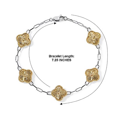 Luxoro Leaf Clover Station Bracelet in 10K Green and White Gold (7.25 In) 9.50 Grams