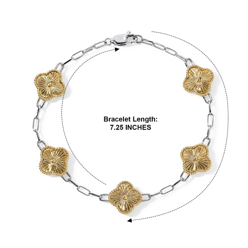Doorbuster Luxoro Leaf Clover Station Bracelet in 10K Green and White Gold (7.25 In) 9.50 Grams