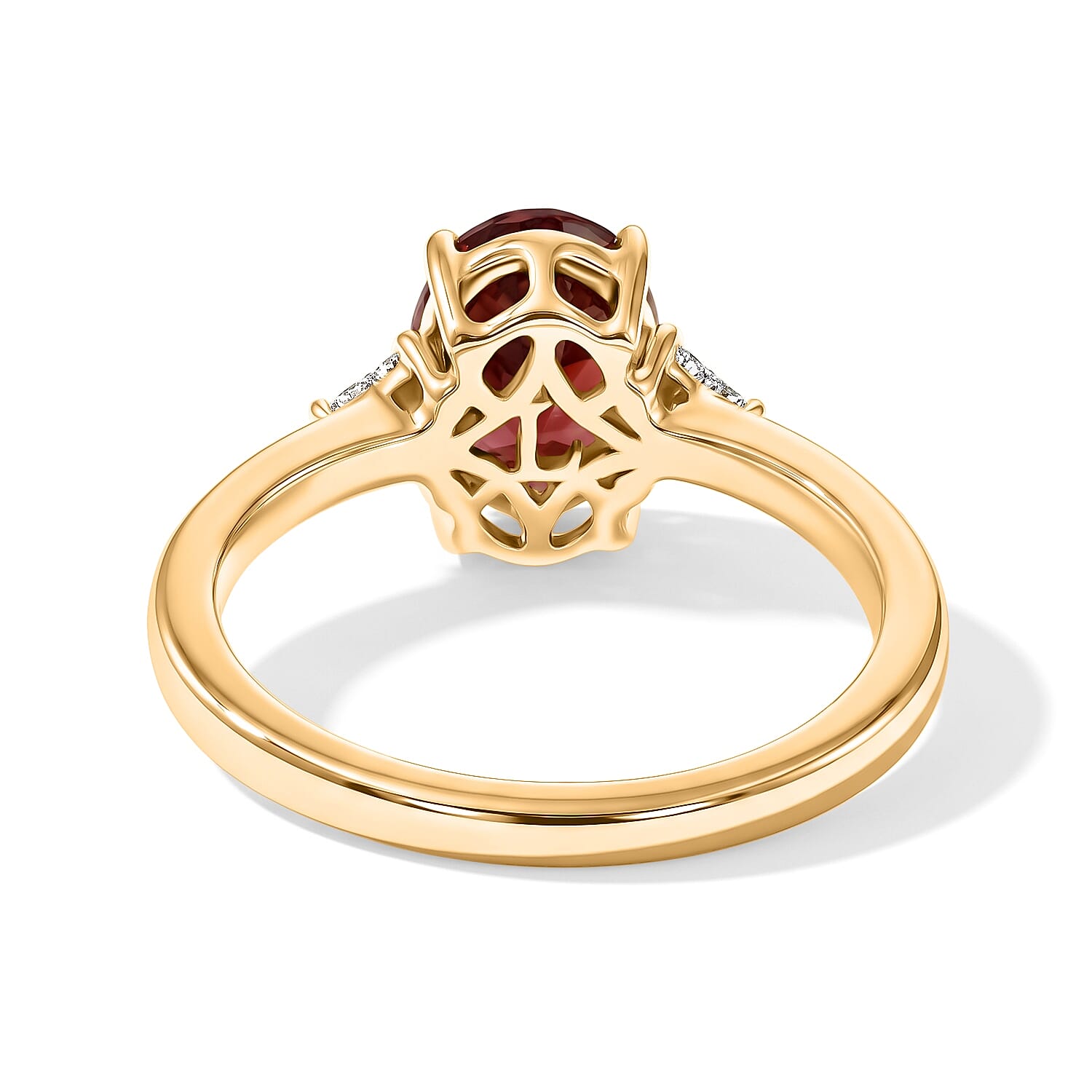 AAA Red Zircon and Luxuriant Lab Grown Diamond E-F VS 2.75 ctw Palace Jewel Ring in 10K Yellow Gold (Size 6.0)