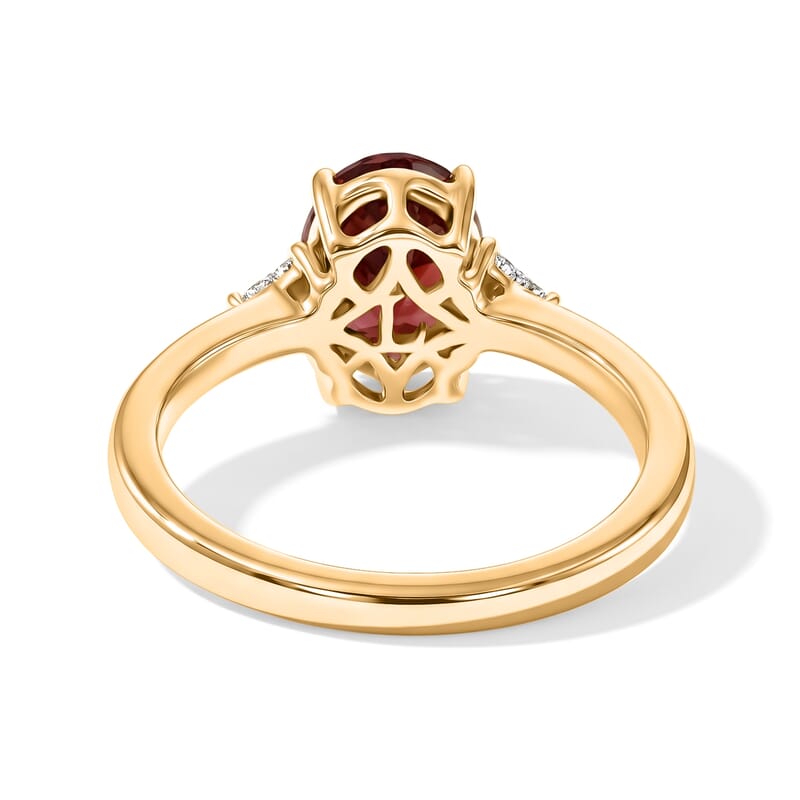 AAA Red Zircon and Luxuriant Lab Grown Diamond E-F VS 2.75 ctw Palace Jewel Ring in 10K Yellow Gold (Size 6.0)