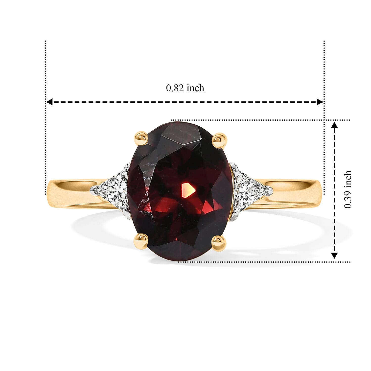 AAA Red Zircon and Luxuriant Lab Grown Diamond E-F VS 2.75 ctw Palace Jewel Ring in 10K Yellow Gold (Size 6.0)