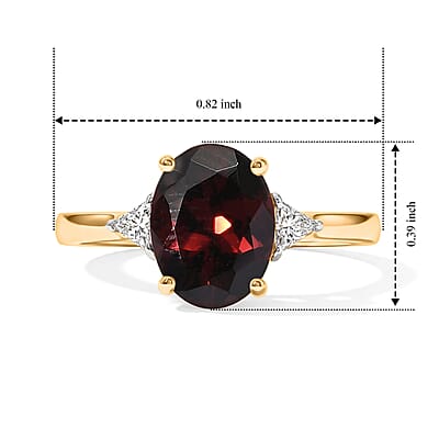 AAA Red Zircon and Luxuriant Lab Grown Diamond E-F VS 2.75 ctw Palace Jewel Ring in 10K Yellow Gold (Size 6.0)