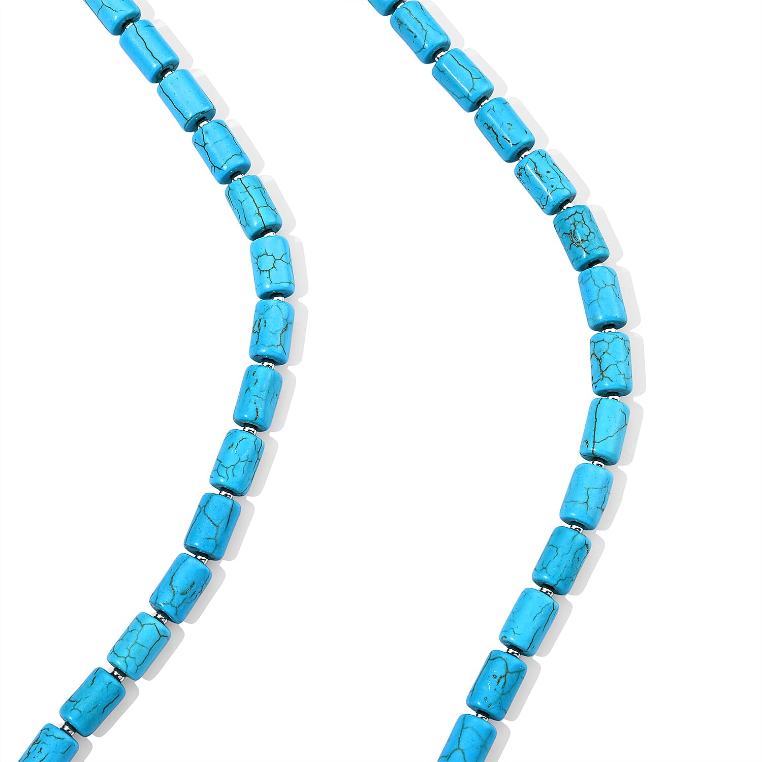 Blue Howlite 280.00 ctw Necklace (28-30 Inches) in Silvertone