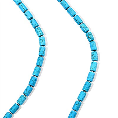 Blue Howlite 280.00 ctw Necklace (28-30 Inches) in Silvertone