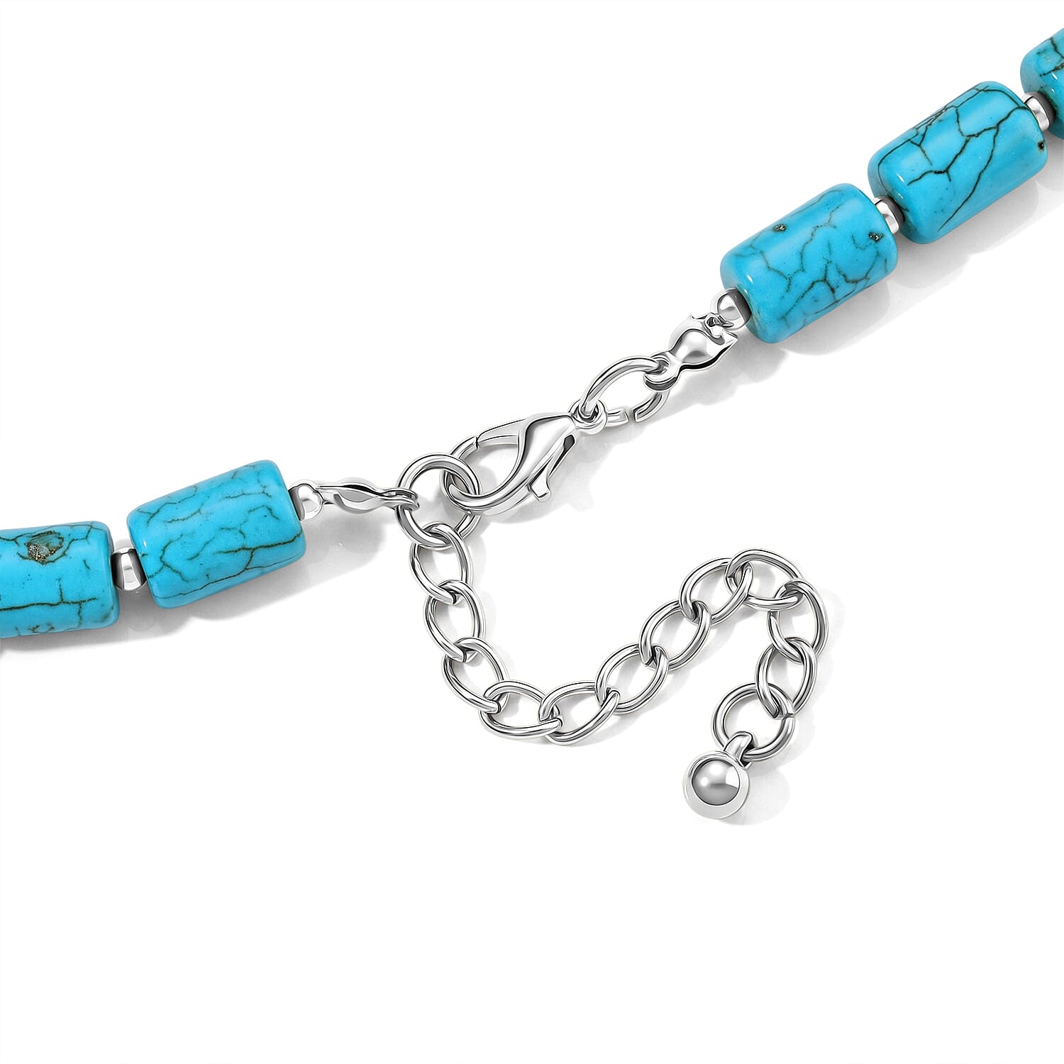 Blue Howlite 280.00 ctw Necklace (28-30 Inches) in Silvertone