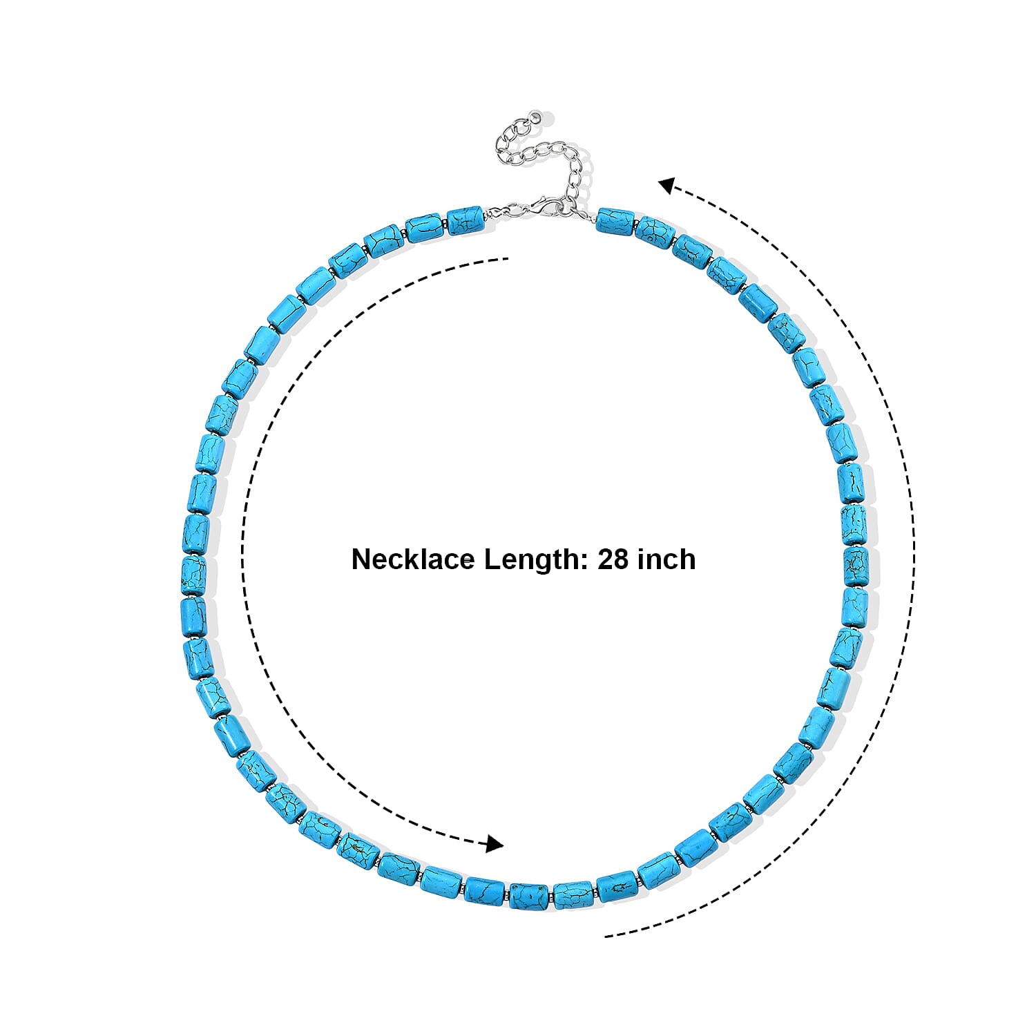 Blue Howlite 280.00 ctw Necklace (28-30 Inches) in Silvertone