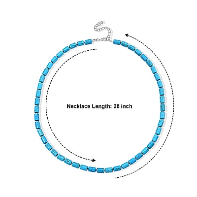 Blue Howlite 280.00 ctw Necklace (28-30 Inches) in Silvertone