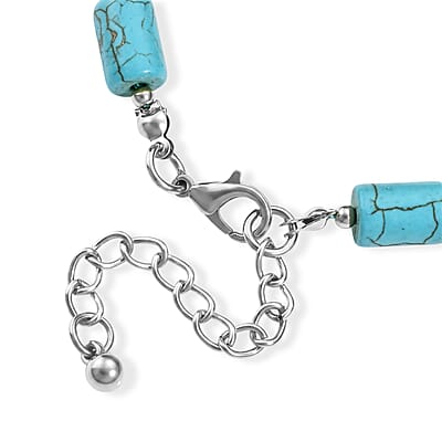 Blue Howlite 50.00 ctw Bracelet in Silvertone (7.50-9.25In)