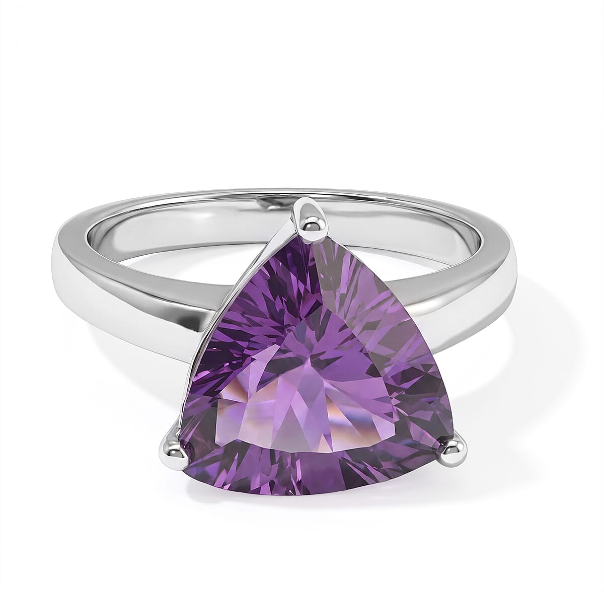 EverTrue Mashamba Amethyst 4.70 ctw Solitaire Ring in Stainless Steel (Size 6.0)